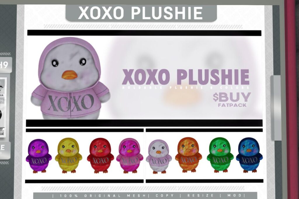 Xoxo Plushie, L$250 each/L$1299 FP