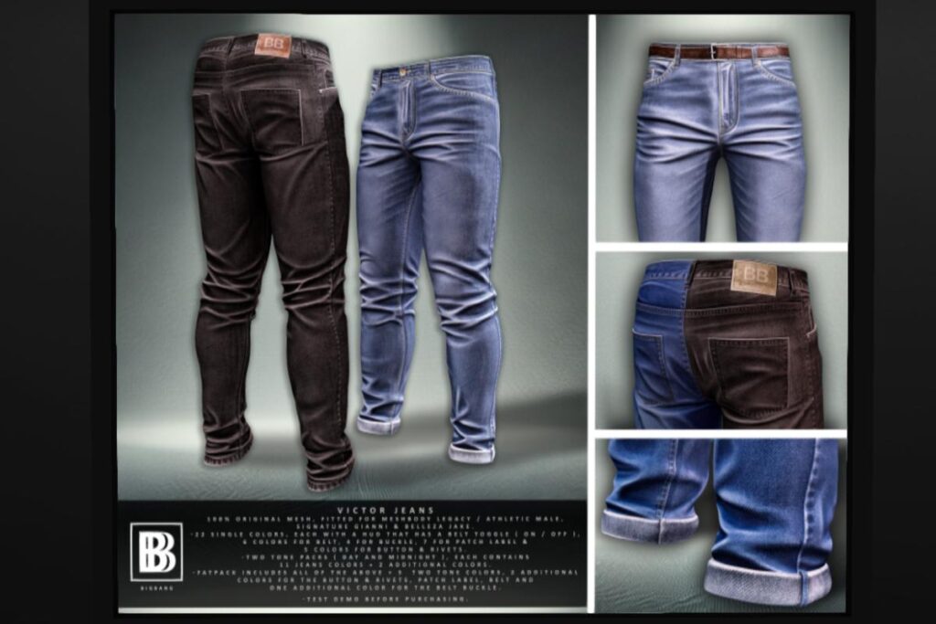 Victor Jeans - Gianni/Jake/Legacy/+mods, L$390 each/L$1499 FP