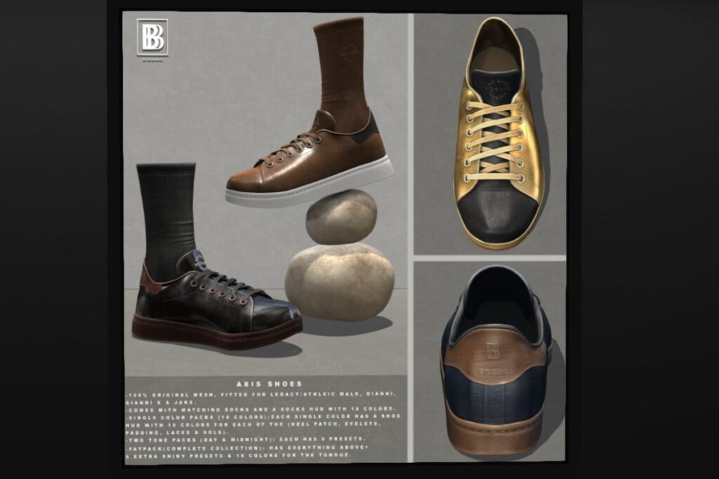 Axis Shoes - Gianni/Jake/Legacy/+mods, L$350 each/L$1250 FP