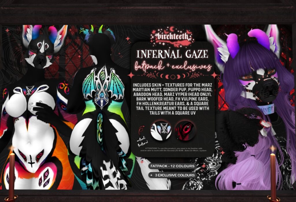 Infernal Gaze Skin &amp; Textures - See Ad For Fits, L$900 each/L$10000 FP