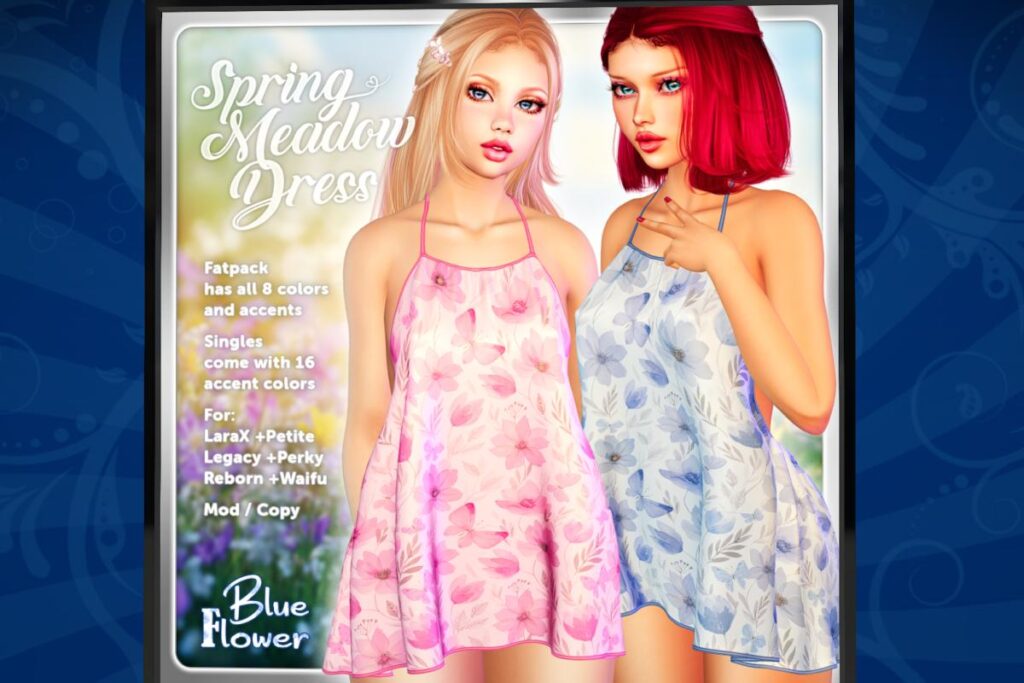 Spring Meadow Dress - Legacy/MaitreyaX/Reborn/+mods, L$249 each/L$999 FP
