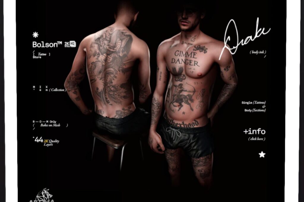 Drake Tattoo - BOM, L$299