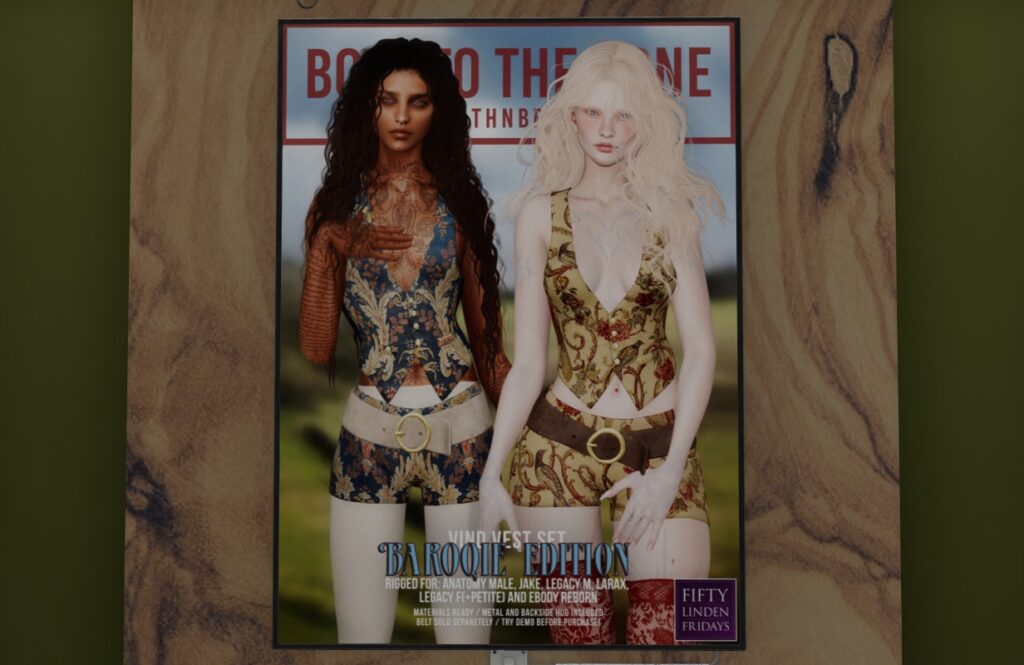 Vind Vest Set - Anatomy/Jake/Legacy M+F/MaitreyaX/Reborn/+mods	<a href="http://maps.secondlife.com/secondlife/FOXCITY/104/148/31" target="_blank">Teleport</a>