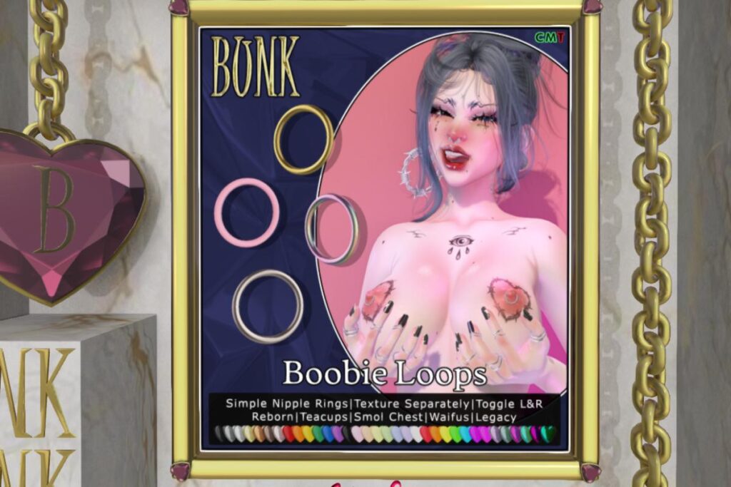 Boobie Loops Piercing - Legacy/Reborn/+mods, L$499