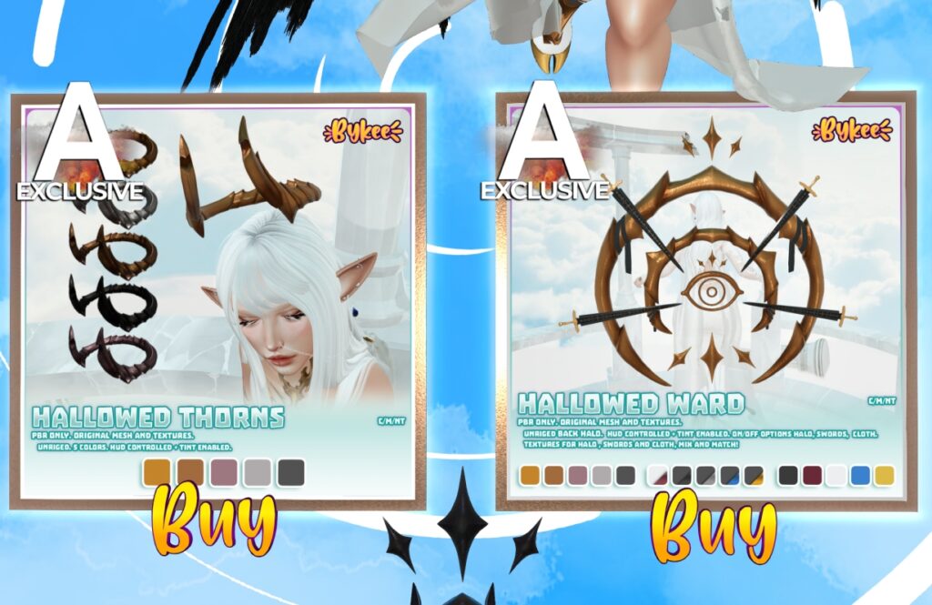 Hallowed Thorns Horns, L$150 | Hallowed Ward Accessory, L$250