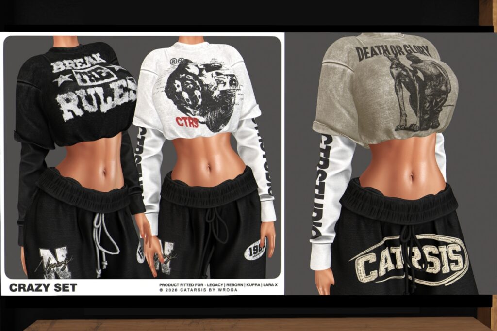 Crazy Top &amp; Joggers - Inithium/Legacy/MaitreyaX/Reborn, L$250-L$499 each/L$1899 each FP