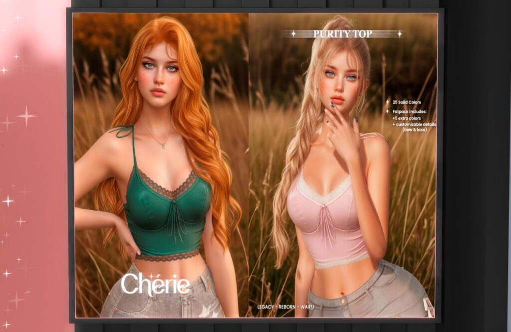 Purity Top - Legacy/Reborn/+mods, L$299 each/L$1499 FP