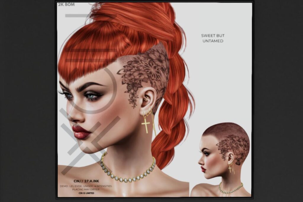 Sweet But Untamed Head Tattoo - EvoX, L$129
