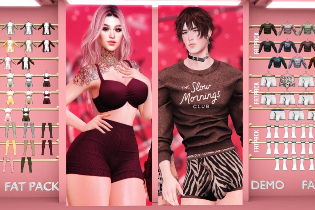 Jess Top + Shorts, Cardigan, and Socks - Legacy/Maitreya/Reborn/+mods, L$120-L$210 each/L$999-L$1500 each/L$2500 MP | Max Top, Undies and Socks - Jake/Legacy, L$120-L$210 each/L$999-L$1500 each/L$2500 MP