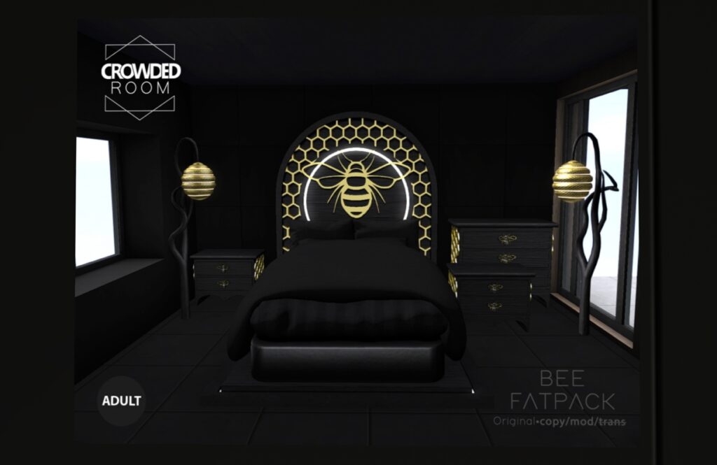 Bee Bedroom Decor Set, L$225-L$1200 each/L$1299 PG FP/L$1799 Adult FP