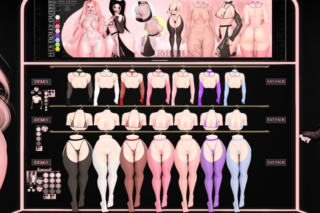 Hex Dolly Outfit - Reborn/+mods, L$299-L$499 each/L$1250-L$2550 each FP/L$3999 MP