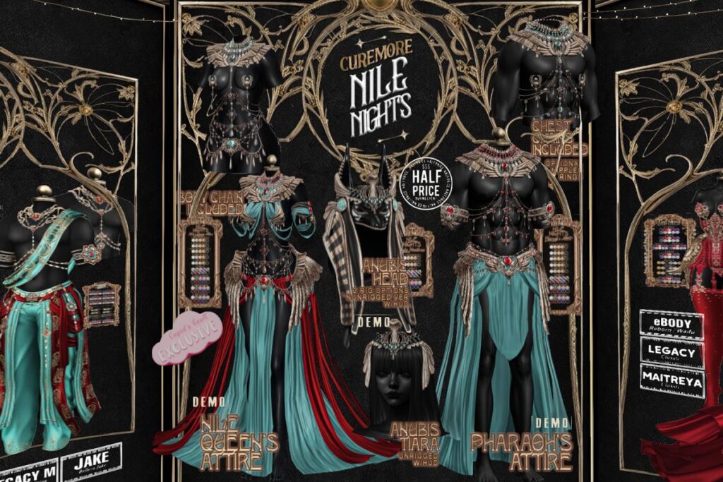 Nile Nights Outfits - Jake/Legacy F+M/Maitreya/Reborn/+mods, L$299-L$599 each FP