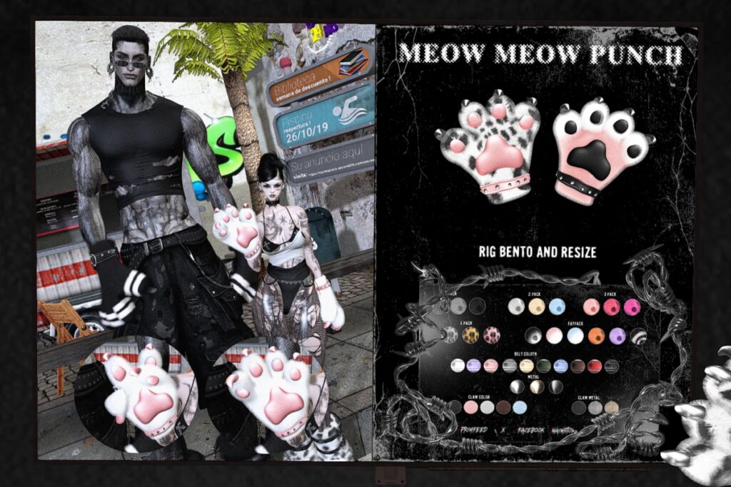 Meow Meow Punch Gloves - Rigged/Unrigged, L$399 each/L$999 FP