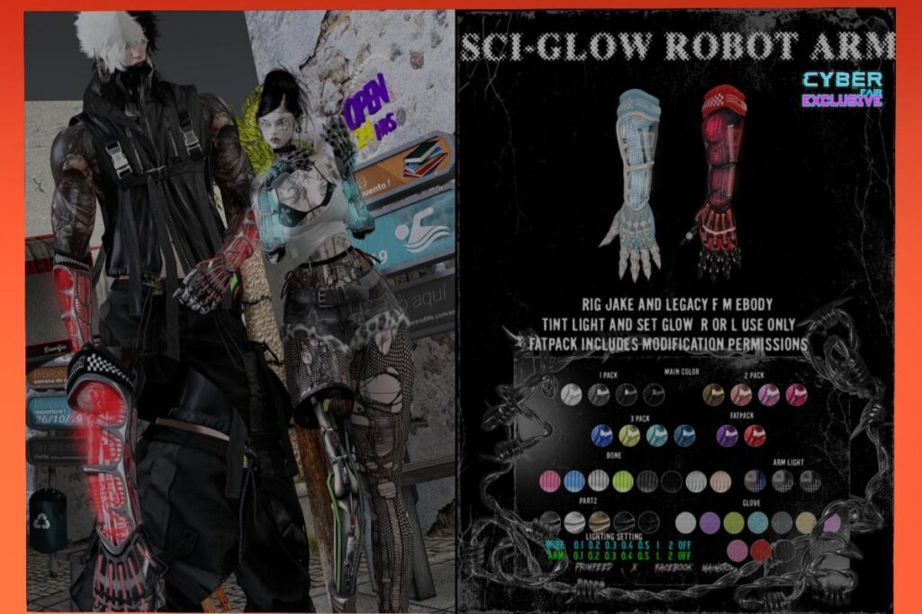 Sci-Glow Robot Arm - Jake/Legacy F+M, L$399 each/L$1099 FP
