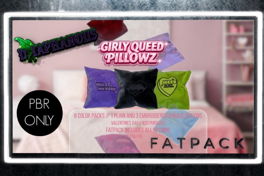 Girly Queed Pillowz, L$99 each/L$775 FP