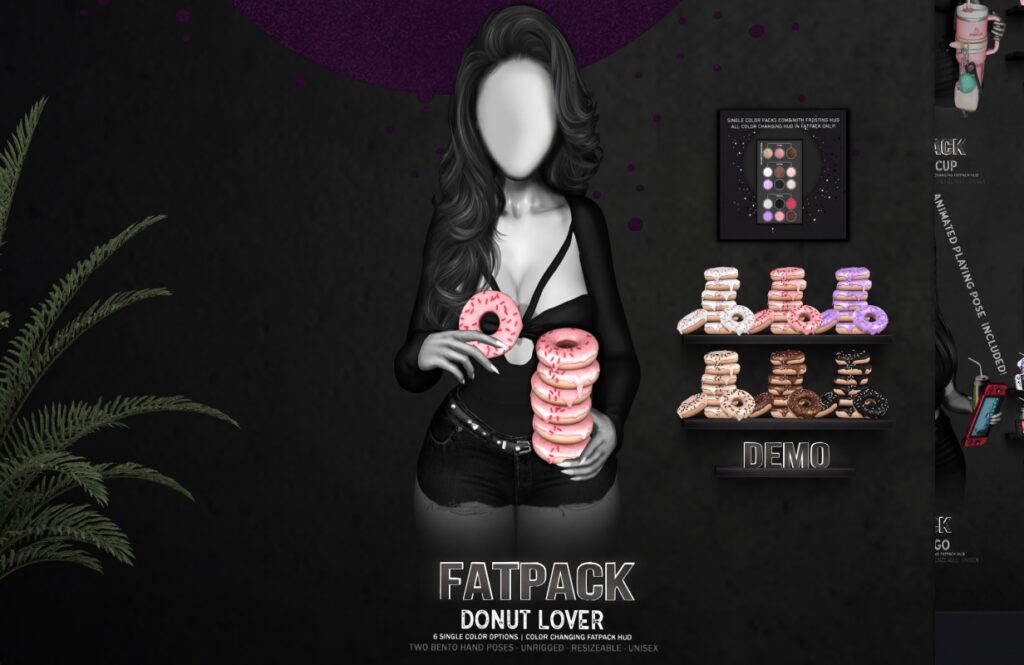 Donut Lover Holdable	<a href="http://maps.secondlife.com/secondlife/Mug/54/224/33" target="_blank">Teleport</a>