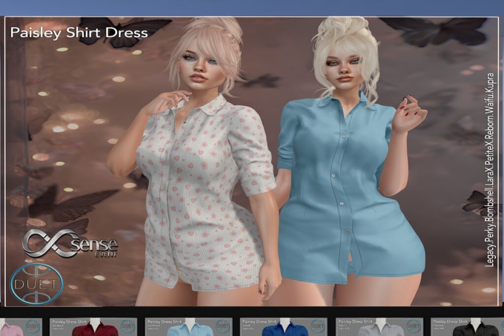 Paisley Shirt Dress - Inithium/Legacy/MaitreyaX/Reborn/+mods, L$159 each/L$699-L$899 each FP/L$1499 MP