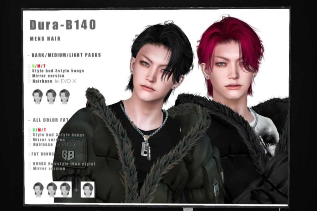 B140 Hair, L$390 each/L$790 FP