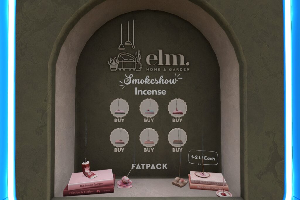 Smokeshow Incense Decor, L$175 each/L$699 FP