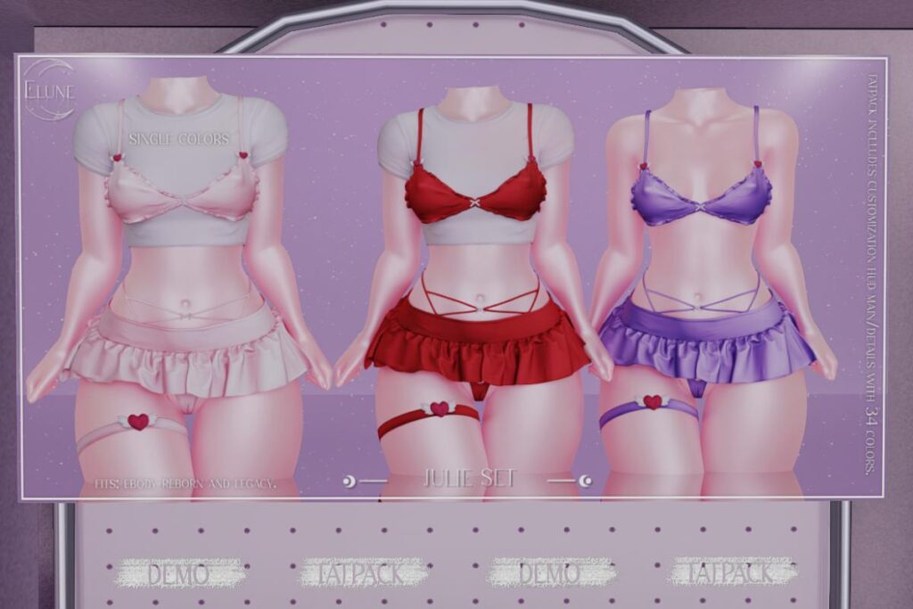 Julie Top and Skirt + Leg Tie - Legacy/Reborn, L$275 each/L$1099 each FP/L$1999 MP