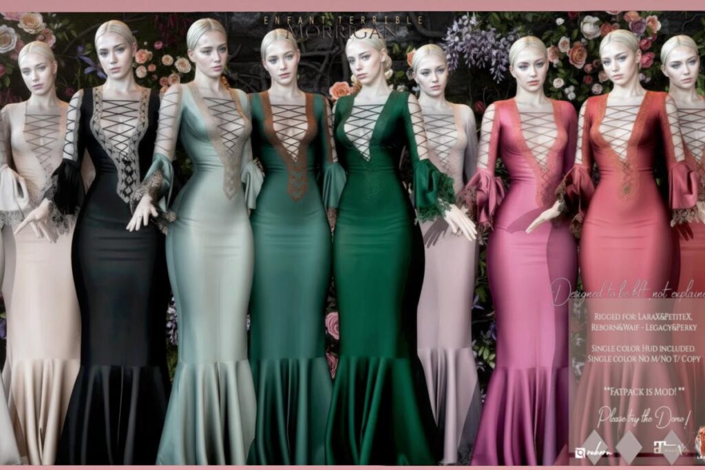 Morrigan Dress - Legacy/MaitreyaX/Reborn/+mods, L$325 each/L$1755 FP