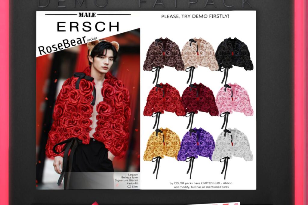 Rosebear Jacket - CZ Slim/Gianni/Kario/Jake/Legacy/+mods, L$249 each/L$999 FP