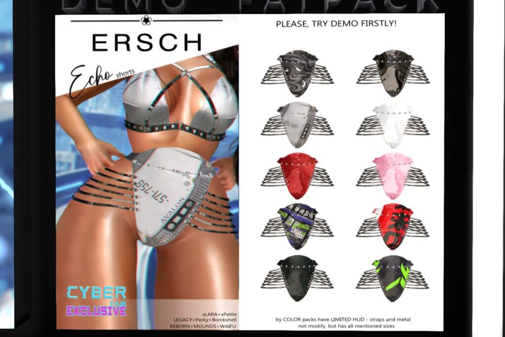 Echo Shorts - Legacy/MaitreyaX/Reborn/+mods, L$199 each/L$999 FP