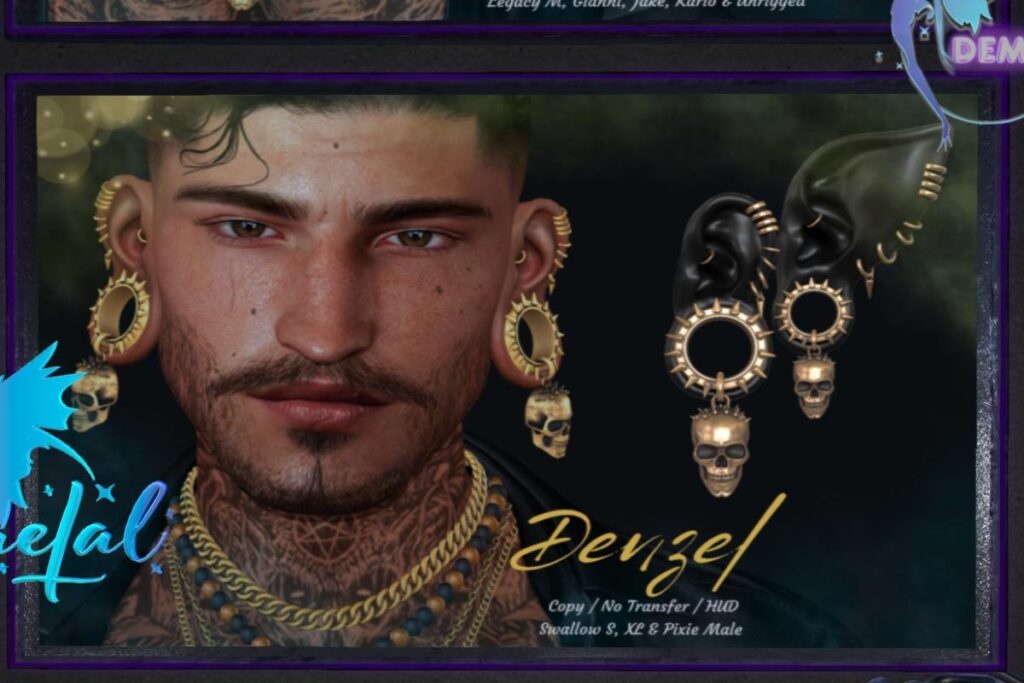 Denzel Earrings - Swallow Pixie, S, &amp; XL M Ears, L$229