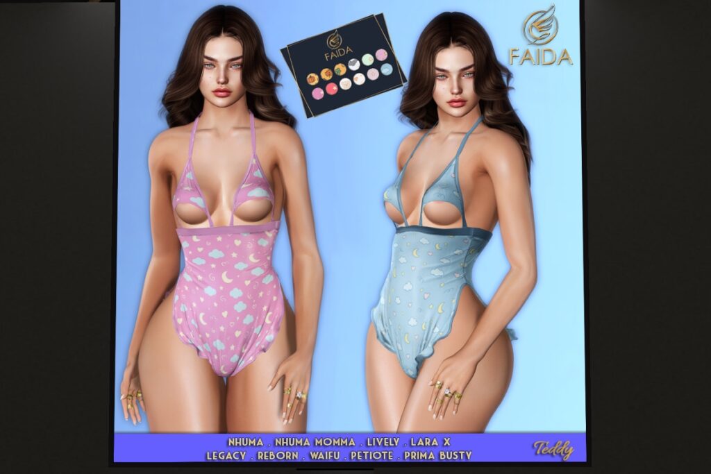 Teddy Bodysuit - Legacy/MaitreyaX/Nhumana/Prima/Reborn/+mods, L$199 each/L$1999 FP