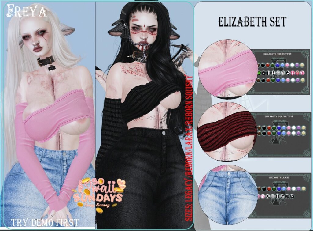 Elizabeth Set - Legacy/MaitreyaX/Reborn/+mods	<a href="http://maps.secondlife.com/secondlife/Daisy/26/29/1167" target="_blank">Teleport</a>