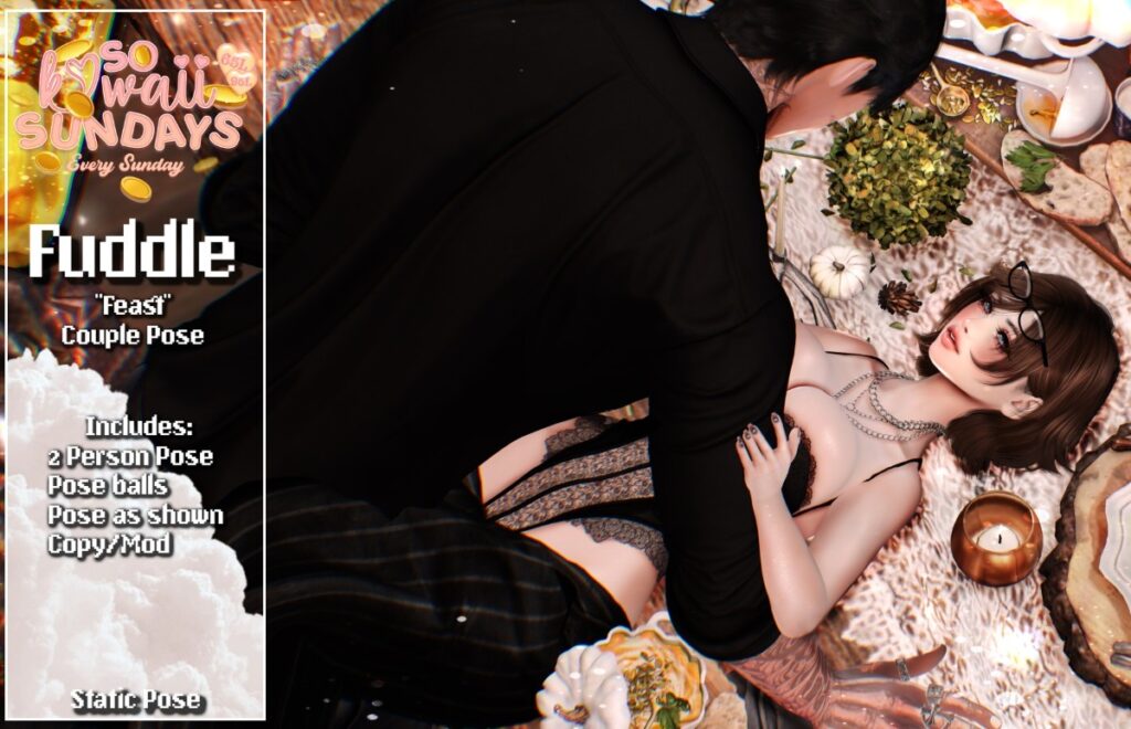 Feast Couple Pose	<a href="http://maps.secondlife.com/secondlife/Blume/159/95/3757" target="_blank">Teleport</a>