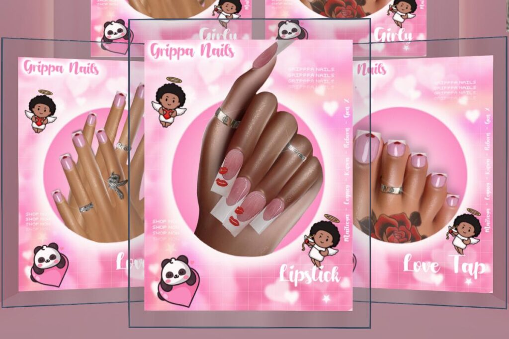 Lipstick Nail Set - GenX/Inithium/Legacy/Maitreya/Reborn, L$225