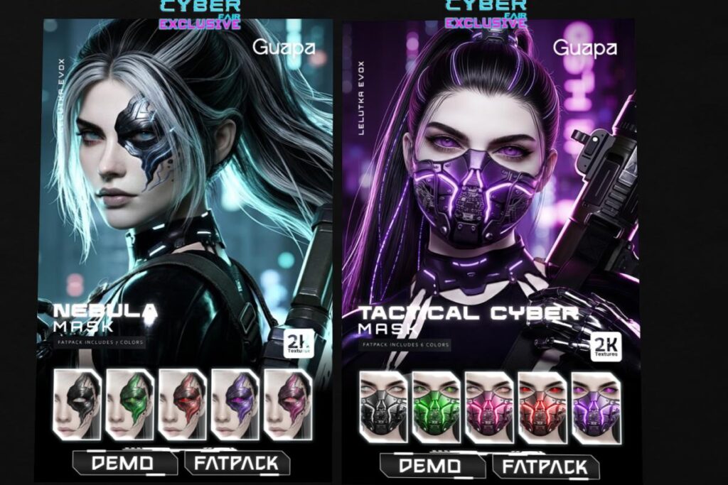 Nebula &amp; Tatical Cyber Mask - EvoX, L$149 each/L$499 each FP