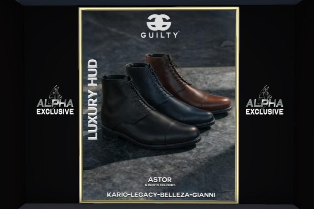 Astor Boots - Gianni/Jake/Kario/Legacy, L$249 each/L$1099 FP