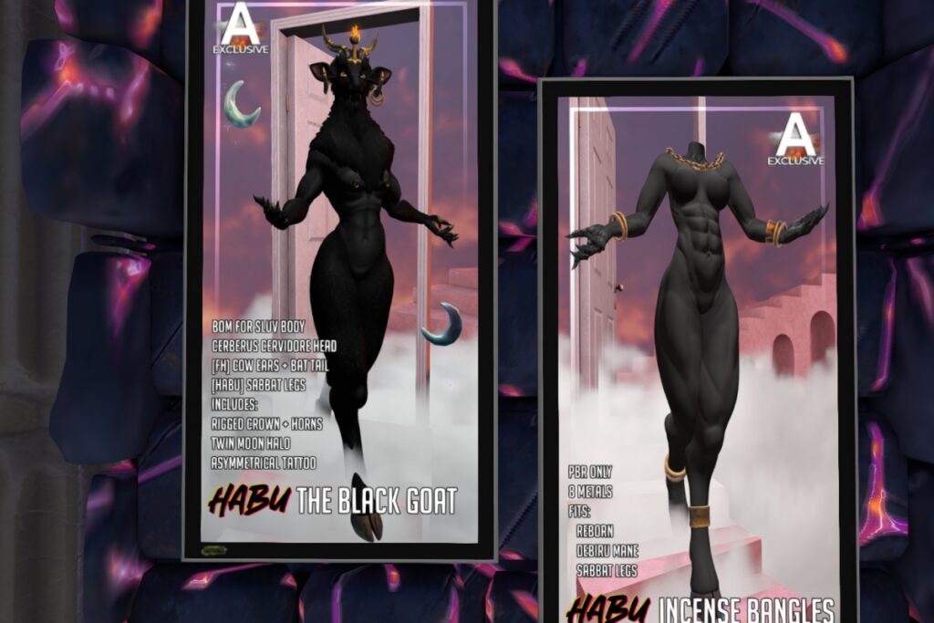 The Black Goat Mod Kit - Cerberus Cervidore/SLUV/+mods, L$650 | Incense Bangles - Reborn/+mods, L$450