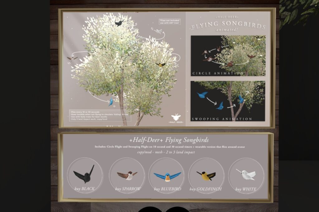 Flying Songbirds, L$299 each/L$599 FP