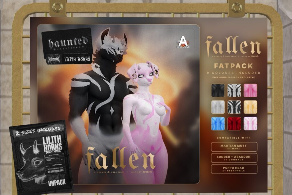 Fallen Mod Kit - BOM/see ad for fits, L$599 each/L$2999 FP | Lilith Horns, L$299 FP