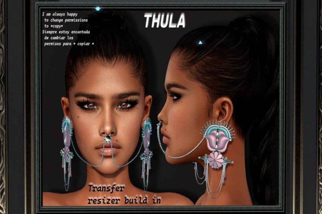 Thula Earrings With Nose Piercing, L$125 each