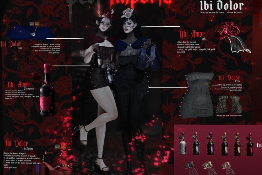 Ubi Amor Champagne &amp; Veil, L$295 each/L$ 495 each FP/L$795 MP