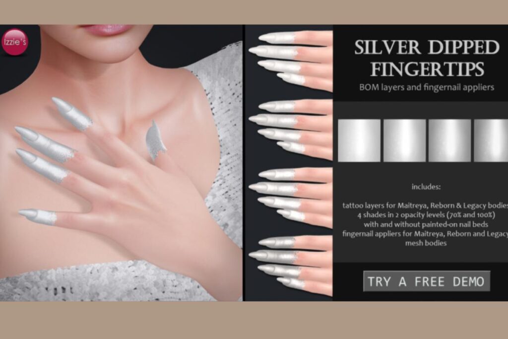 Silver Dipped Fingertips, L$229