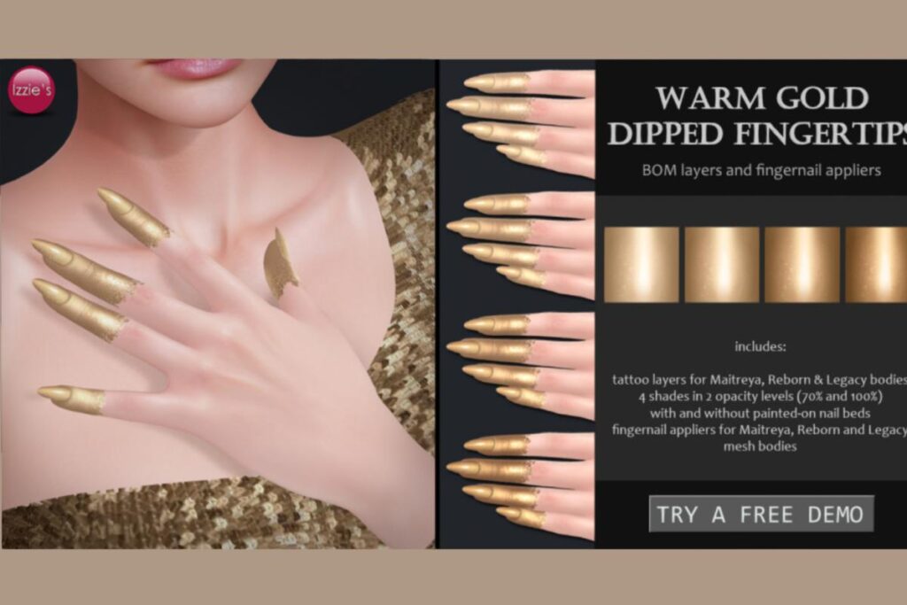 Warm Gold Dipped Fingertips, L$229