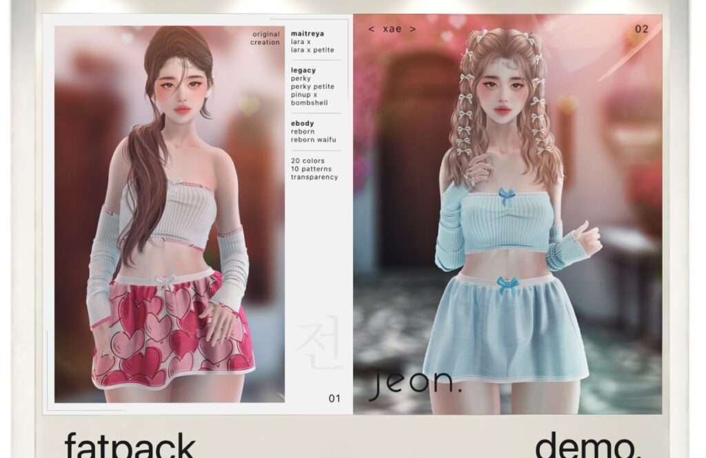 Xae Outfit - Legacy/MaitreyaX/Reborn/+mods, L$349 each Body Pack/L$1399 FP