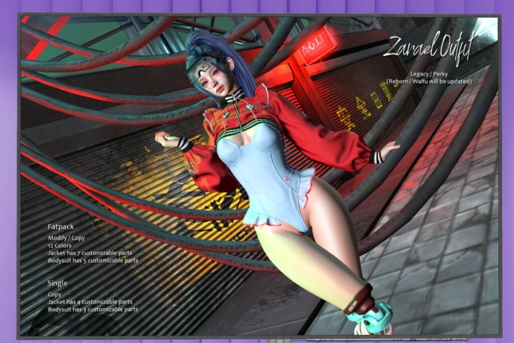 Zarael Outfit - Legacy/Reborn/+mods, L$250-L$280 each/L$1000-L$1250 each FP