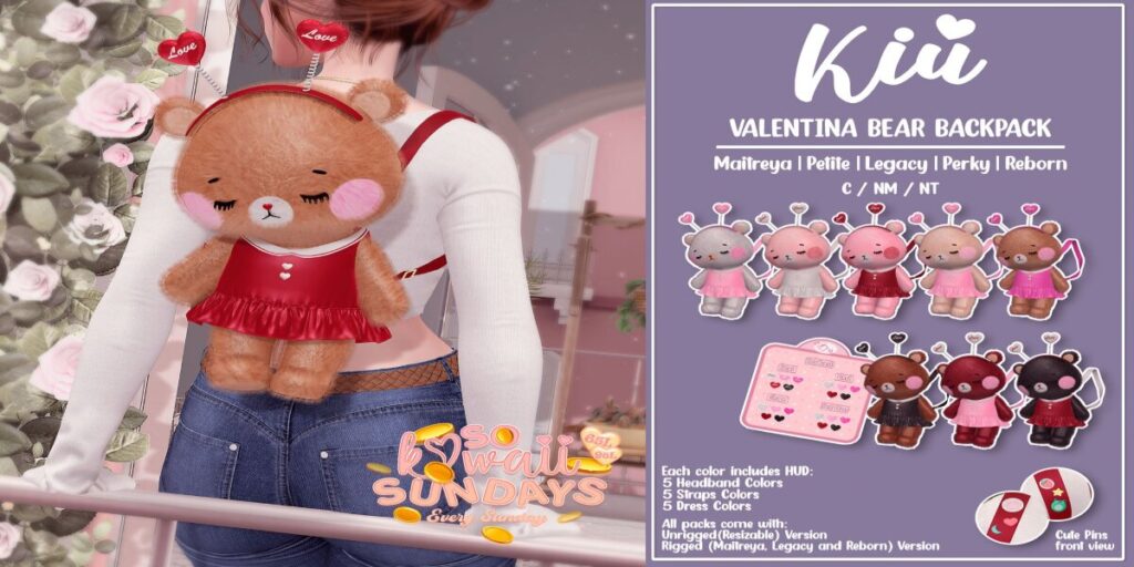 Valentina Bear Backpack - Legacy/Maitreya/Reborn	<a href="http://maps.secondlife.com/secondlife/Berwick%20Land/47/97/988" target="_blank">Teleport</a>