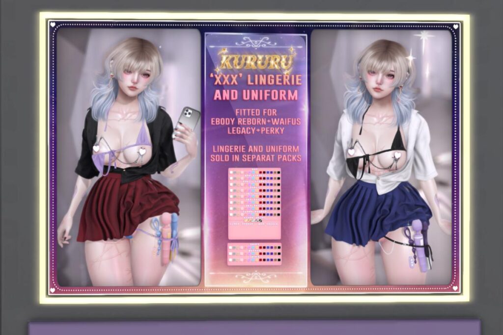 XXX Lingerie &amp; Uniform - Reborn/+mods, L$499-L$590 each