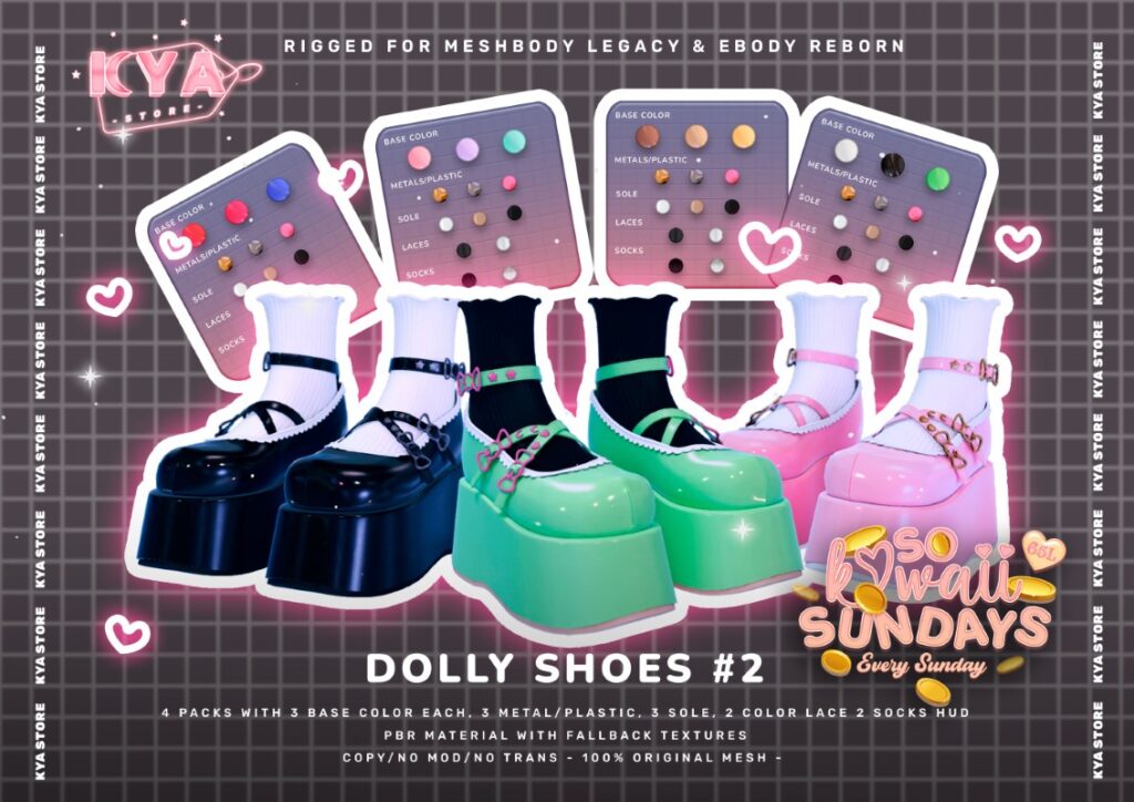 Dolly Shoes #2 - Legacy/Reborn	<a href="http://maps.secondlife.com/secondlife/LUNATICA/114/97/3432" target="_blank">Teleport</a>