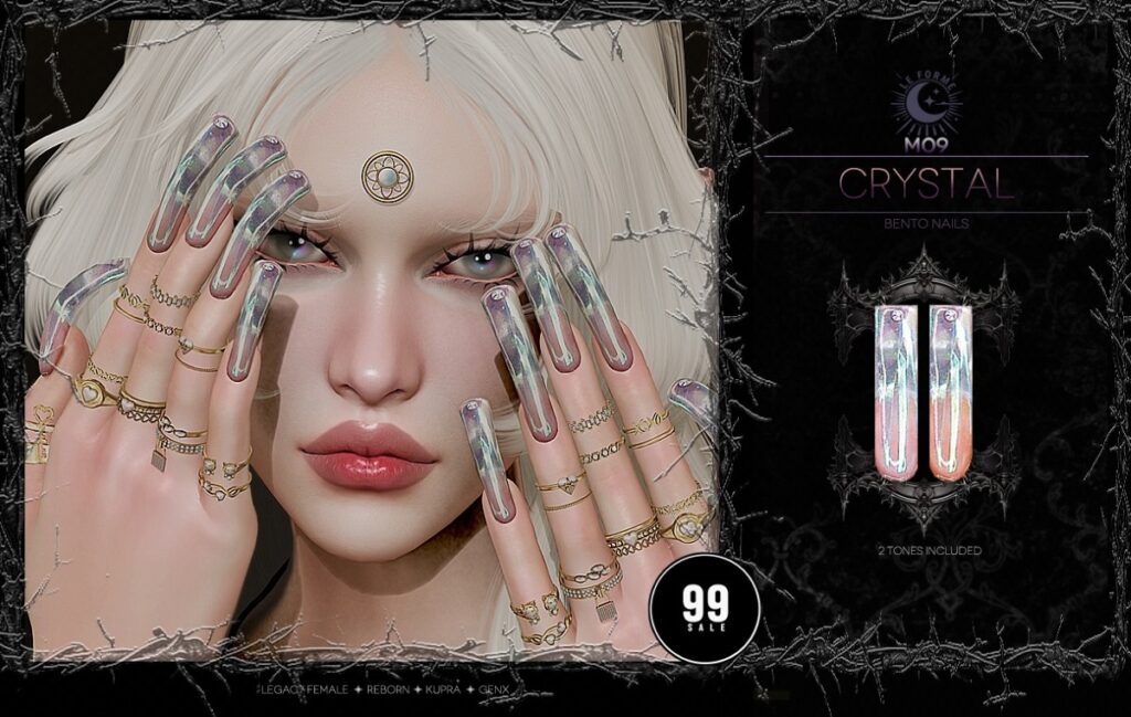 M09 Crystal Nails - GenX/Inithium/Legacy/Reborn	<a href="http://maps.secondlife.com/secondlife/Flamingo%20District/208/76/2203" target="_blank">Teleport</a>