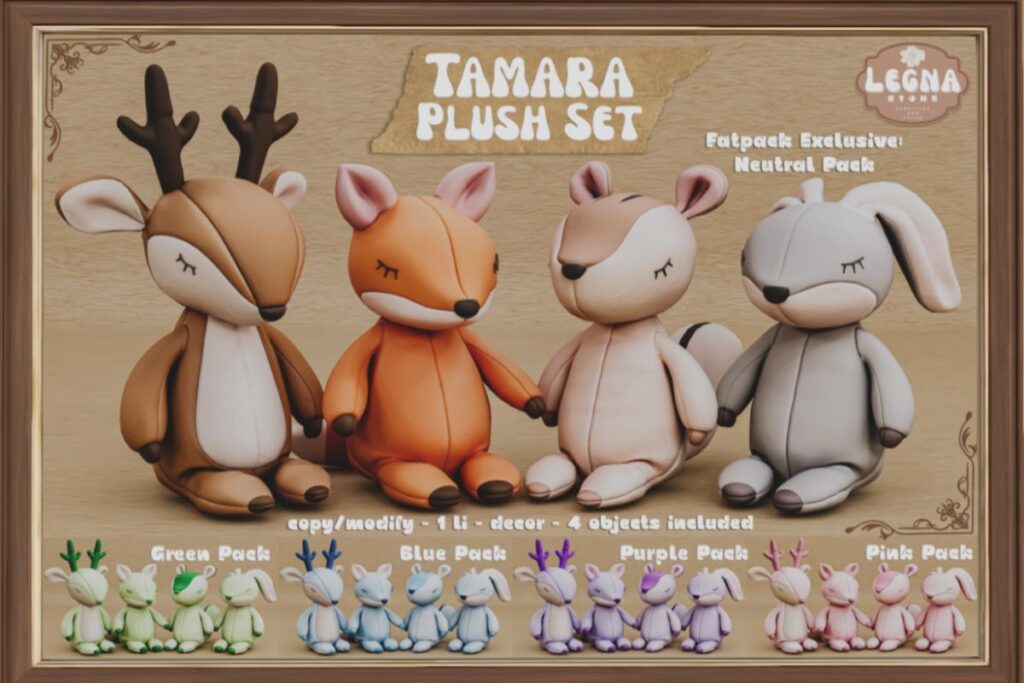 Tamara Plush Set, L$349 each/L$1200 FP