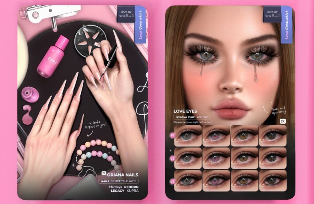 Oriana Mesh Nails - Inithium/Legacy/Maitreya/Reborn, L$199 | Love Eyes - EvoX, L$199 FP