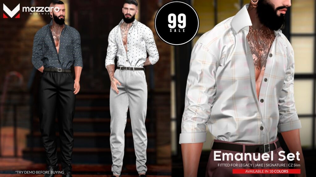 Emanuel Set - CZ Slim/Jake/Legacy/Signature	<a href="http://maps.secondlife.com/secondlife/Heartbreak/131/129/166" target="_blank">Teleport</a>